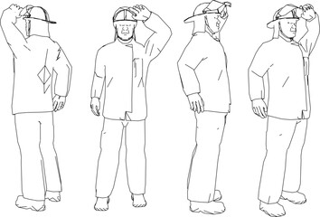 Vector sketch illustration design of firefighter in security uniform