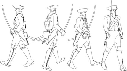 Vector sketch illustration design of soldier in royal era uniform preparing with sword weapon