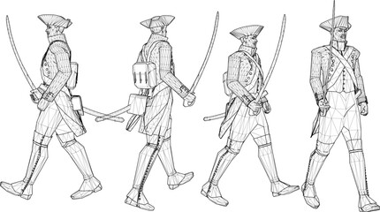 Vector sketch illustration design of soldier in royal era uniform preparing with sword weapon