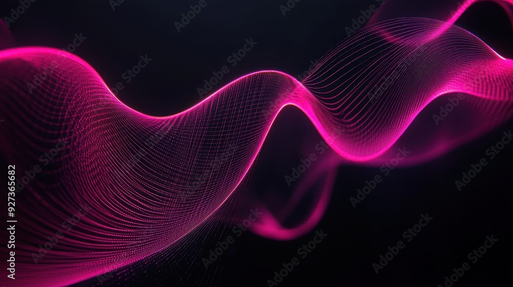 Poster abstract pink wave design with smooth lines and gradients.