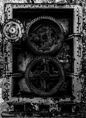 Machine graveyard in the forest