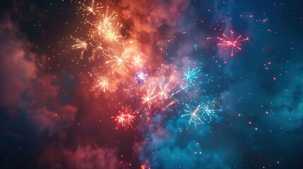 Naklejka premium Colorful firework in colorful sky, firework background