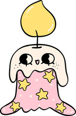 Groovy Thanksgiving candle Pastel Doodle Trendy Retro Coquette Cartoon Character