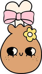 Groovy Thanksgiving Roasted Chicken Trendy Retro Coquette Cartoon Character