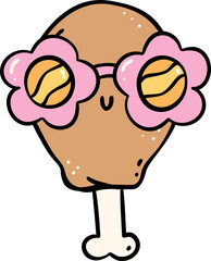 Groovy Thanksgiving Roasted Chicken Trendy Retro Coquette Cartoon Character