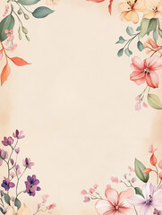 unlined letter paper with a pastel background and delicate 2D floral graphics along the borders