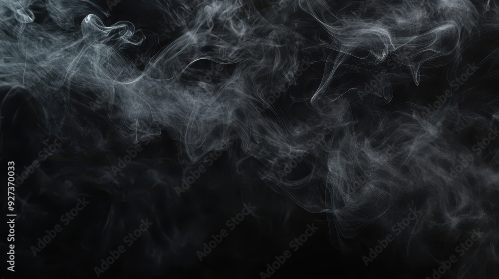 Poster abstract smoke patterns on a dark background, creating a mysterious atmosphere.