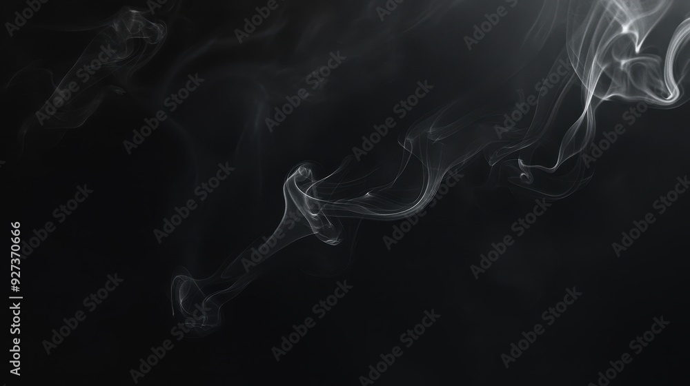 Poster abstract smoke patterns on a dark background, creating a mysterious atmosphere.