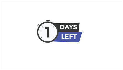 1 days left Countdown number banner templates. time icon. Vector Illustration 
