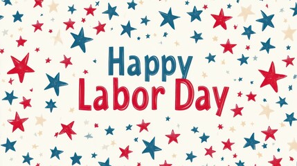 Fototapeta premium Happy Labor Day Celebration with Festive Red and Blue Design