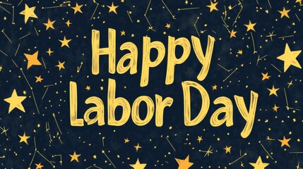 Celebratory Happy Labor Day Image with Stars and Constellations
