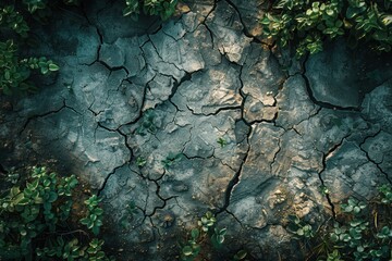 Obraz premium Cracked Earth with Greenery