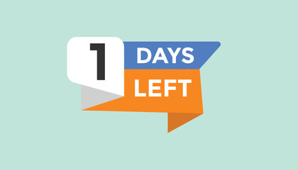 1 days left Countdown number banner templates. time icon. Vector Illustration 
