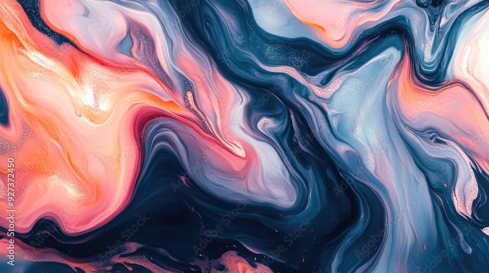 Poster dynamic fluid art pattern with bold lines and ample copy space