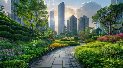 Urban Oasis: A Tranquil Garden Amidst Skyscrapers