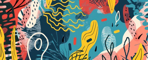 Obraz premium Vibrant and colorful abstract geometric pattern featuring bold shapes and dynamic lines, perfect for modern design projects.