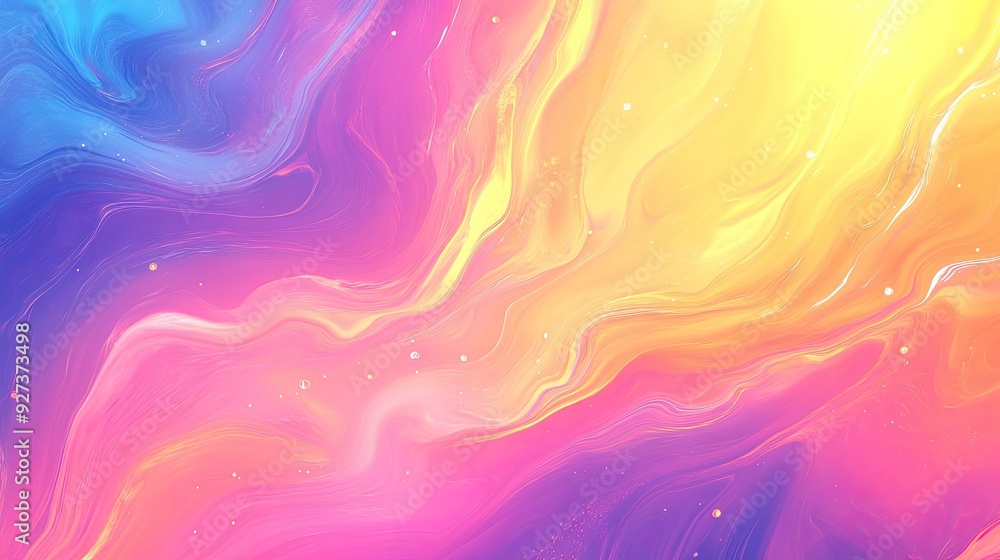 Poster gradient fluid art background with bright colors and empty space in the center for copy