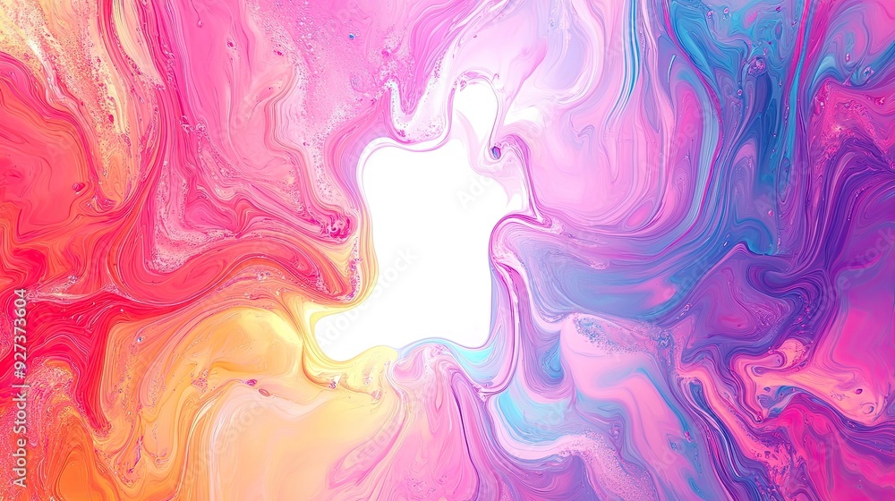 Poster gradient fluid art background with bright colors and empty space in the center for copy