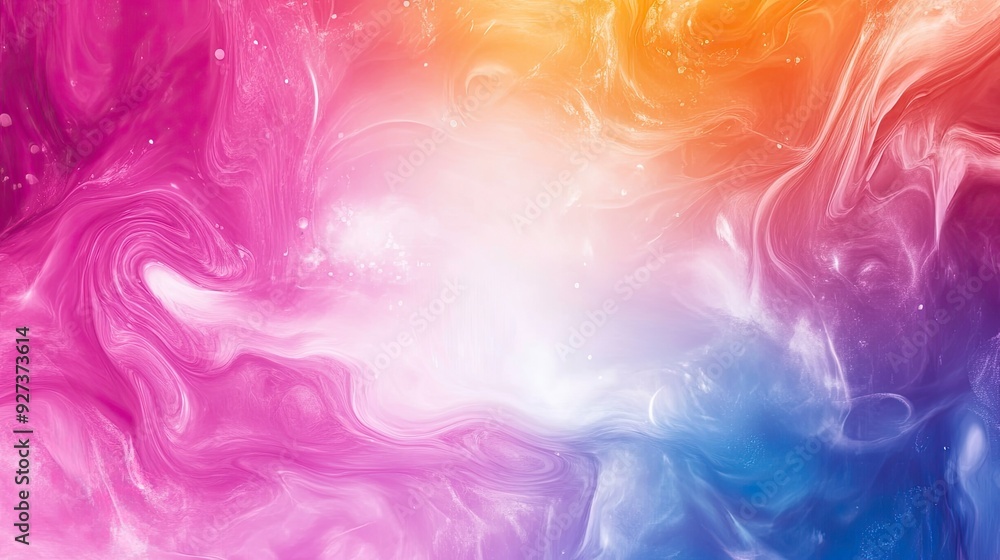 Poster gradient fluid art background with bright colors and empty space in the center for copy