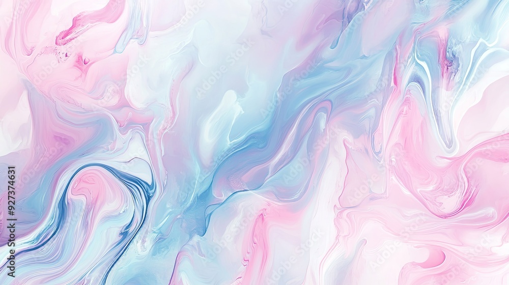 Poster soft, pastel fluid art pattern with a large space for text on the left