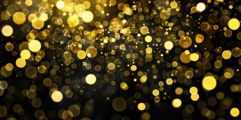 Golden Bokeh Lights on Black Background
