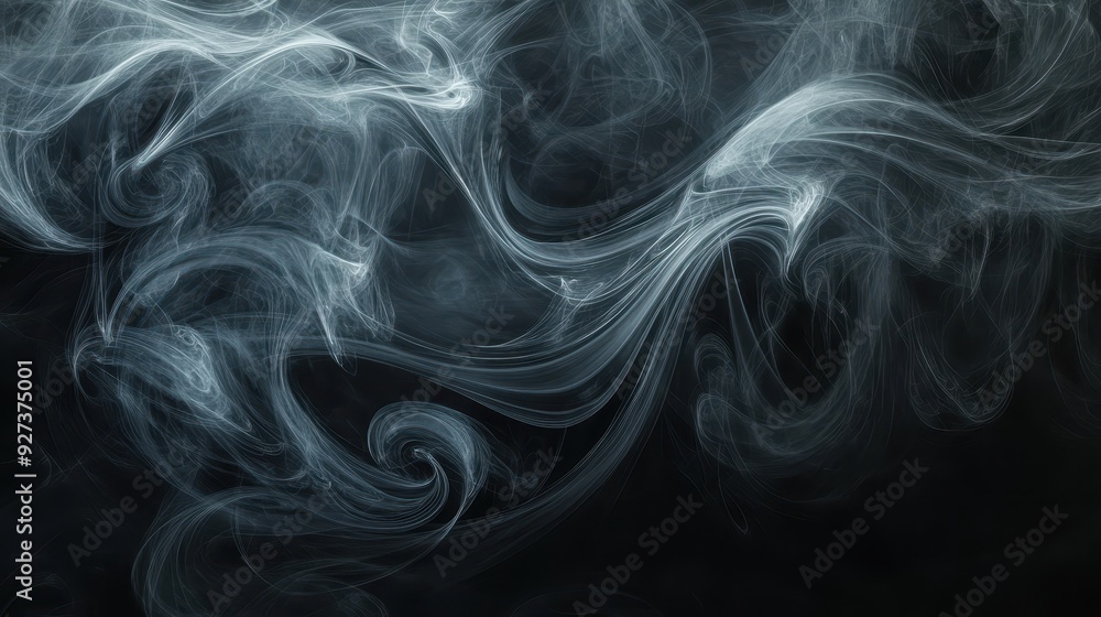 Poster abstract swirling smoke patterns on a dark background, creating a mystical atmosphere.