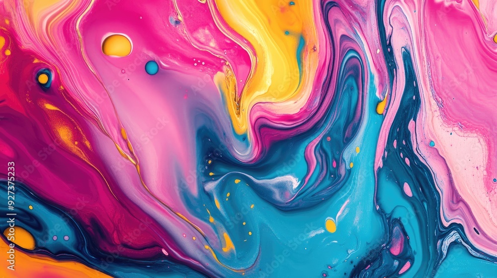 Fototapete vibrant fluid art pattern with bold colors and ample space for text