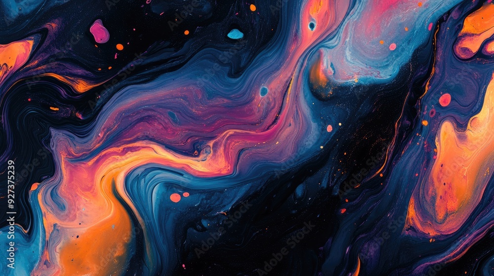 Fototapete vibrant fluid art pattern with bold colors and ample space for text