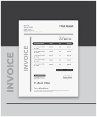 Minimal business invoice design. Invoice template/layout. 