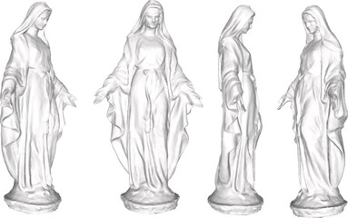 Vector sketch illustration of sacred ethnic classic vintage Blessed Mother Sculpture design