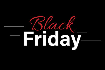 Black Friday sale. Sale Promo banner and poster. White and red text on a black background. Vector illustration