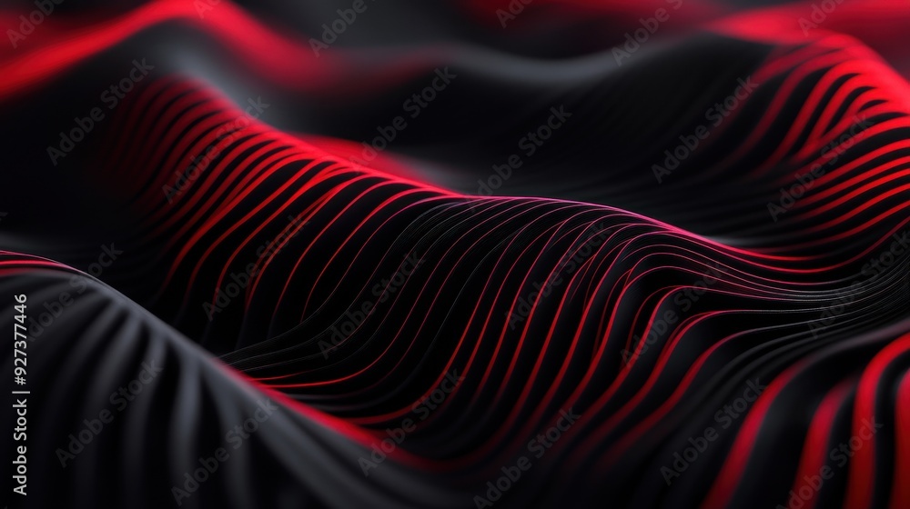 Aufkleber Abstract black and red wavy lines art, creating a modern, dynamic visual effect perfect for digital designs, backgrounds, and artistic projects.