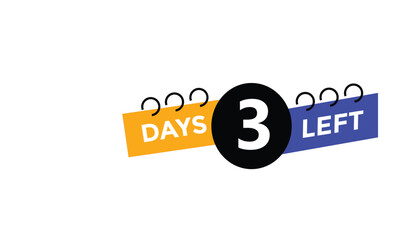 3 days left Countdown number banner templates. time icon. Vector Illustration 
