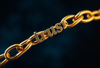 Fototapeta premium golden chain with word trust