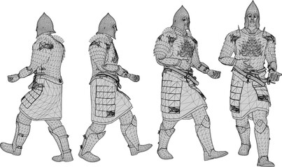 Vector sketch illustration design of warrior knight in armor of royal era