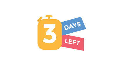 3 days left Countdown number banner templates. time icon. Vector Illustration 
