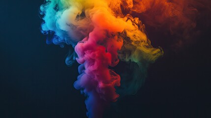 A smoke bomb releasing a plume of intense, vibrant color, filling the air with swirling smoke in a dynamic, eye-catching display.