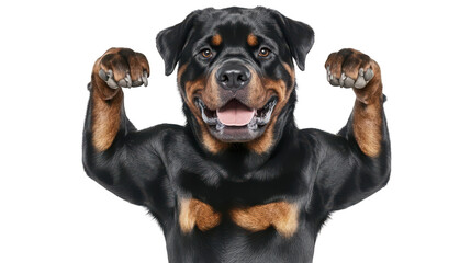 Obraz premium 3D realistic of Rottweiler flexing muscles