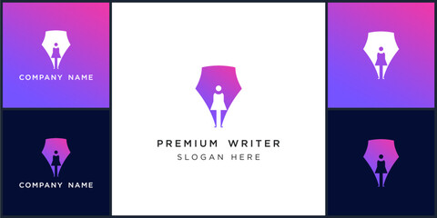 Vector of premium writer logo dan icon design template, can be used in various media easily, editable