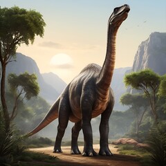 Fototapeta premium Brachiosaurus or Apatosaurus sauropod dinosaurs,long-necked dinosaur