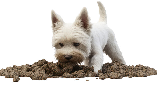 3D realistic of West Highland White Terrier digging