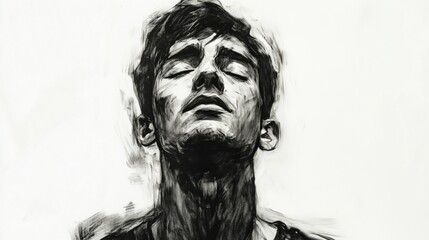  Realistic charcoal sketches of a young man capturing deep emotions and powerful expressions