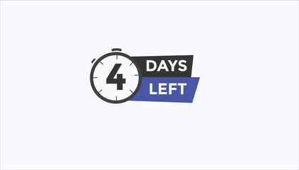 4 days left Countdown number banner templates. time icon. Vector Illustration 