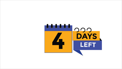 4 days left Countdown number banner templates. time icon. Vector Illustration 