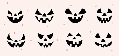 Hand drawn happy and cute halloween elements set. ghost, pumpkin clipart.