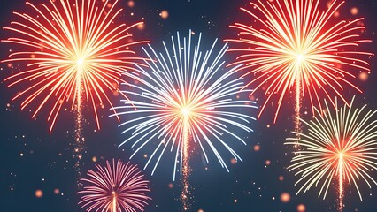 Fototapeta premium Explosive Brilliance: Fireworks Isolated on White perfect Png 
