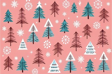 christmas trees seamless pattern