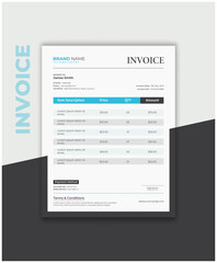 Modern Invoice editable template layout design. Printable invoice template