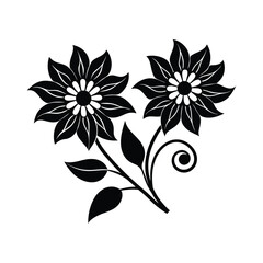 Stylized floral vector design in black silhouette, ideal for decorative patterns and logos.