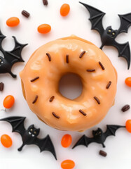 Donut, halloween theme, on white background